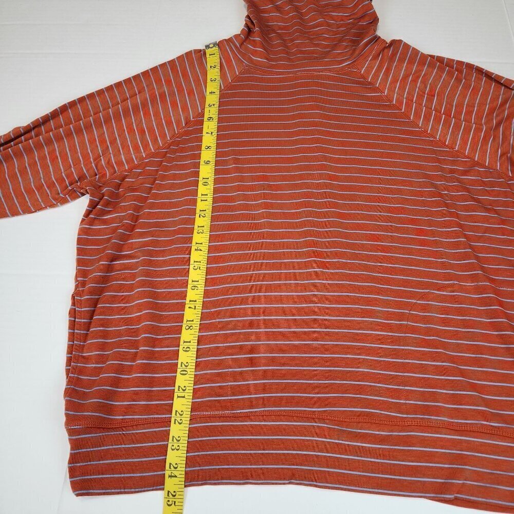 PrAna Sol Protect Turtleneck sz XL women relaxed fit pockets gingerbread stripes - Picture 9 of 12